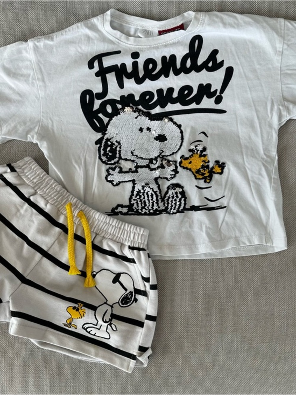 Zara Kids x Peanuts Snoopy Pajama Set | Size 7 (122 cm) | Reversible Sequins